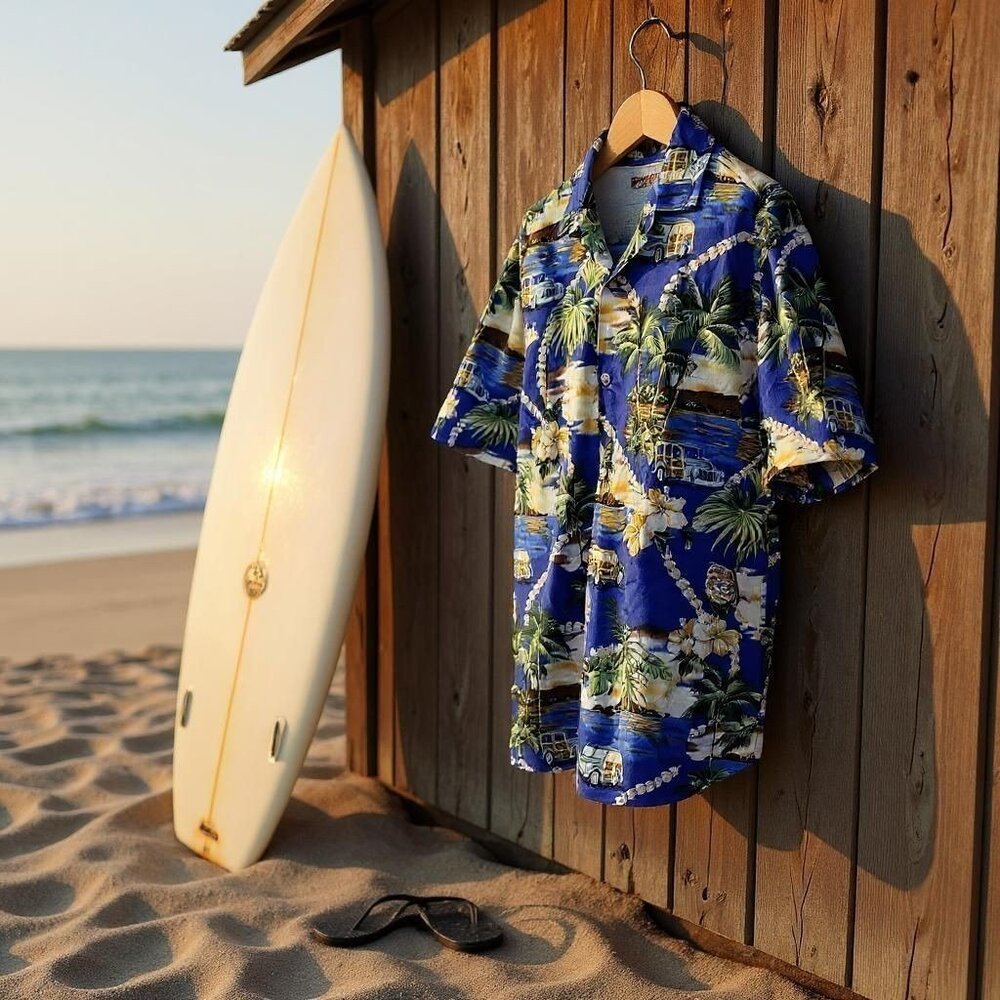 HAWAII Brand SHIRT Vintage 70s Vintage Car Design Made in Hawaii 2X